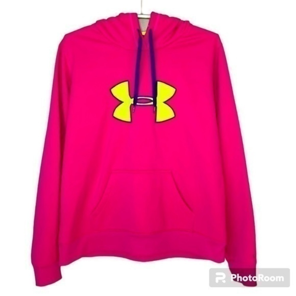 UNDER ARMOUR | Youth XL Florescent Pink & Yellow Pullover Hooded Sweatshirt